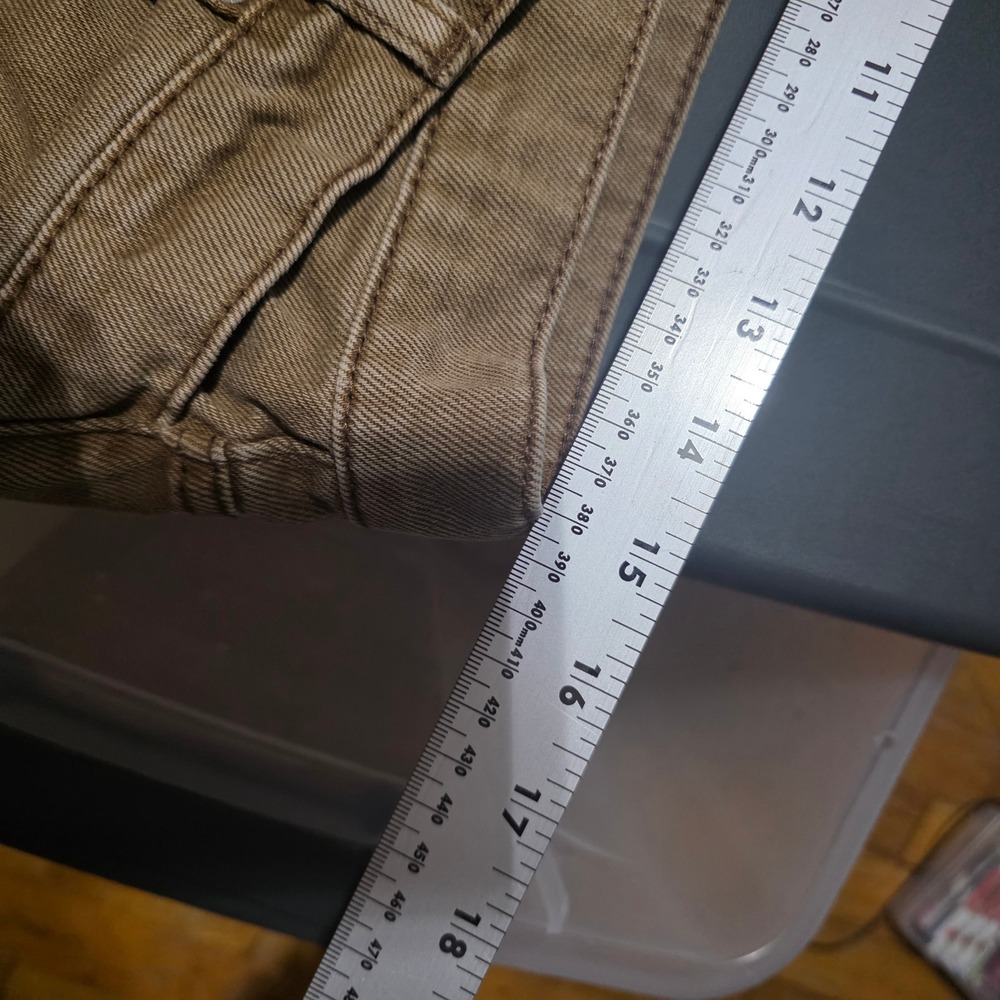 We The Free Free People Distressed Denim Shorts Tan Brown Button Fly Size 29 - Picture 6 of 12